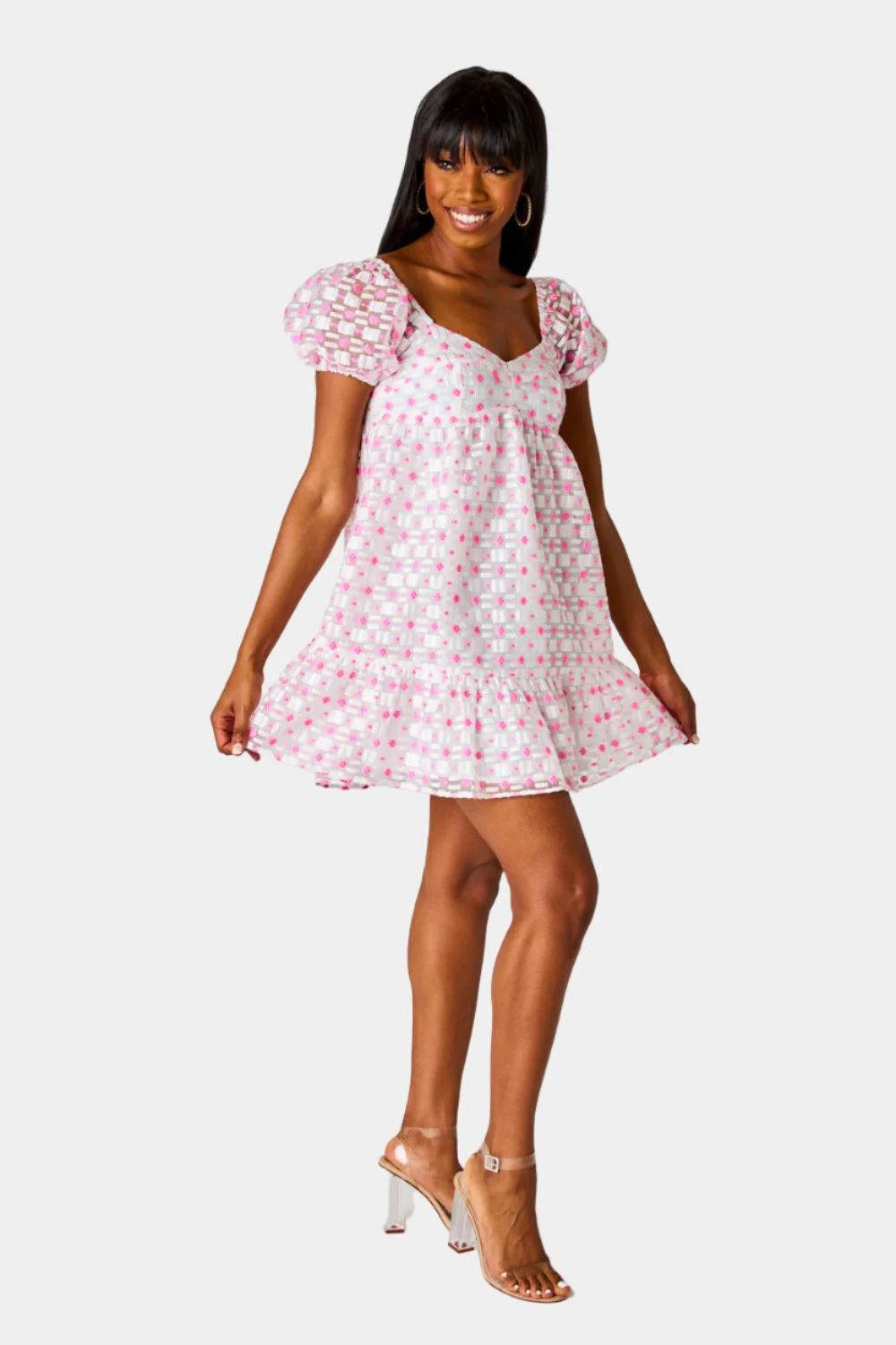 BuddyLove Diego Babydoll Mini Dress - Blush | BuddyLove