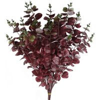 Pack of 6 x 100cm Artificial Eucalyptus Foliage Burgundy | Debenhams UK