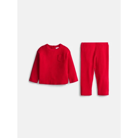 Wonder Nation Baby Boys Sweater Knit Top and Pants Set, 2 Piece, Sizes 0-3M-24M | Walmart (US)