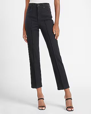 Super High Waisted Black Seamed Straight Jeans | Express