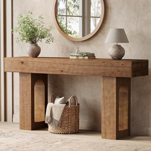 Solid Wood Console Table, 63-Inch Long Farmhouse Entryway Table, Sofa Console Behind Couch, for F... | Amazon (US)