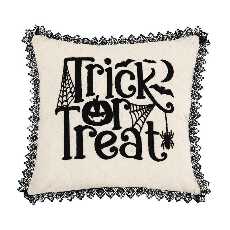 C&F Home 18" x 18" Trick Treat Black And White Embroidered Throw Pillow | Target