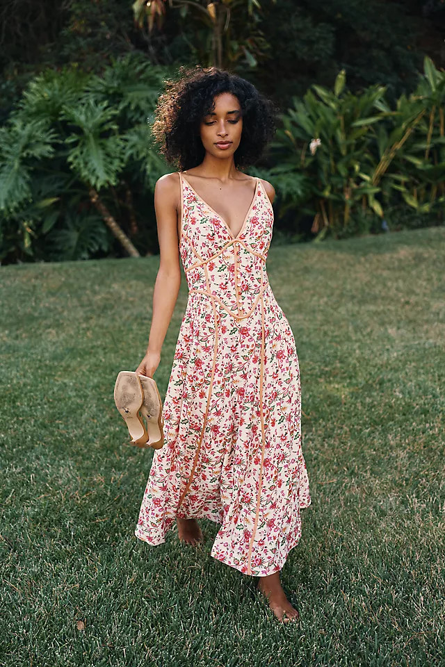 By Anthropologie Waisted Tipped Midi Dress | Anthropologie (US)