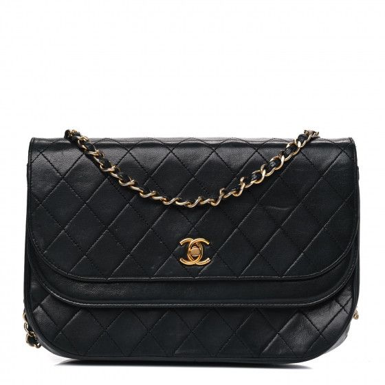 CHANEL

Lambskin Quilted Medium Round Double Flap Black | Fashionphile