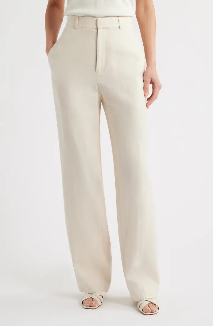 FRAME The Linen Blend Straight Leg Pants | Nordstrom | Nordstrom