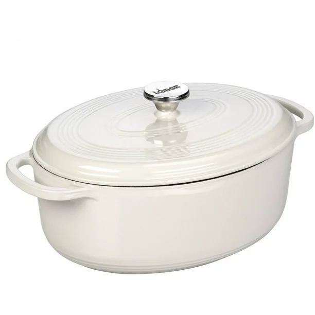 Lodge 7 Qt Enameled Cast Iron Oval Dutch Oven in Oyster White EC70D13 - Walmart.com | Walmart (US)