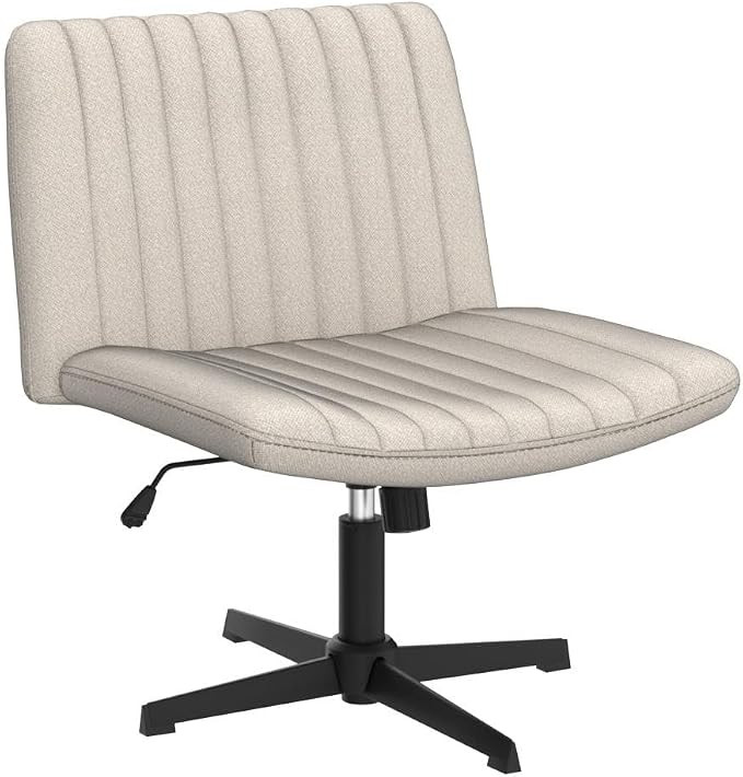 PUKAMI Criss Cross Chair,Armless Cross Legged Office Desk Chair No Wheels,Fabric Padded Comfy Mod... | Amazon (US)