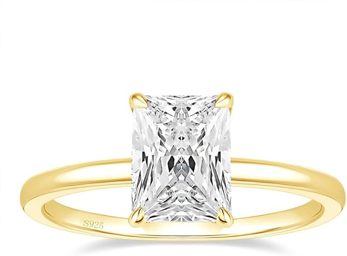 EAMTI 3CT 925 Sterling Silver Engagement Rings Radiant Cut Solitaire Cubic Zirconia CZ Wedding Pr... | Amazon (US)