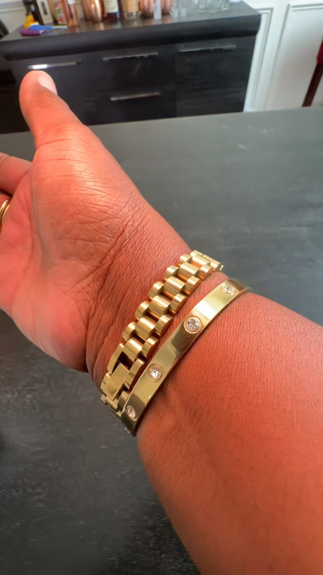 Bracelets worth having. Hypoallergenic and waterproof. Great for stacking. A good everyday stack. #pavoi #bracelets #stackjewelry #goldbracelets #jewelry