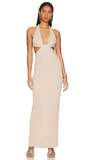Willow Plunge Maxi Dress in Gold | Revolve Clothing (Global)