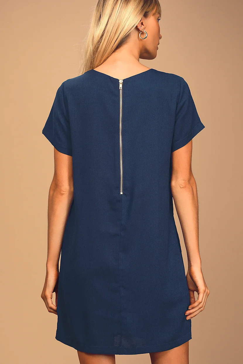 Shift and Shout Navy Blue Shift Dress | Lulus (US)