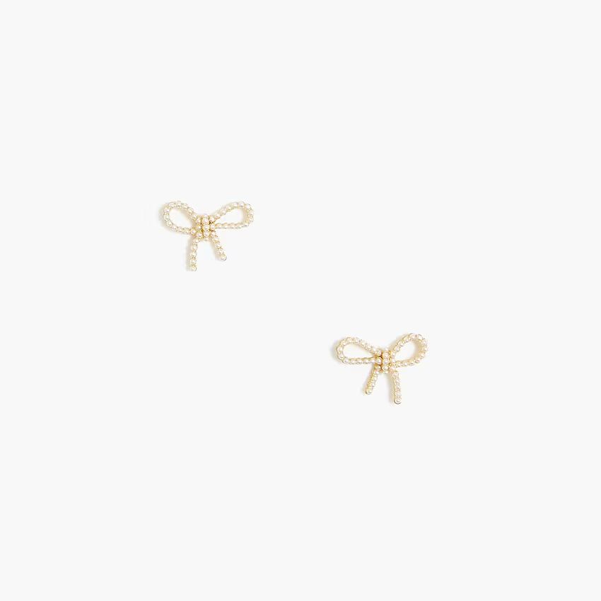 Pearl bow stud earrings | J.Crew Factory