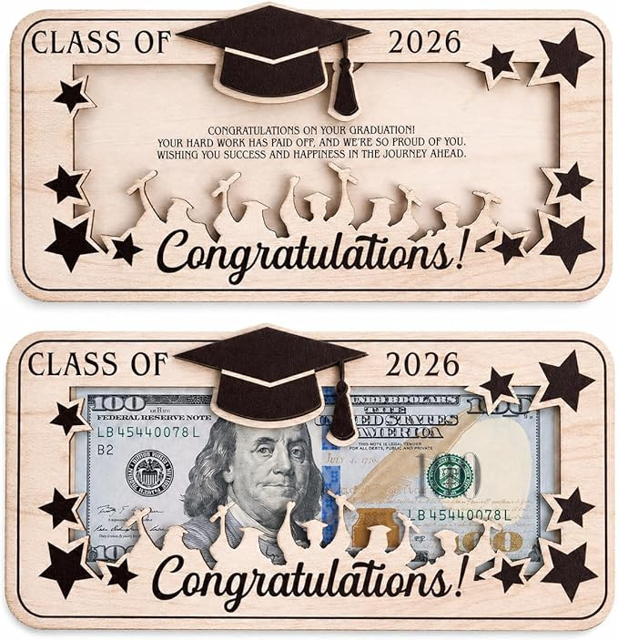 KATINAT 1pc Graduation Gifts 2026 Money Holder, Wooden Cash Gift Holder for Class of 2026, Gradua... | Amazon (US)