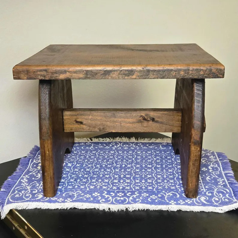 Vintage Handmade Wooden Foot Stool Rustic Farmhouse Step Stool Primitive Wood Bench Country Kitch... | Etsy (Global)