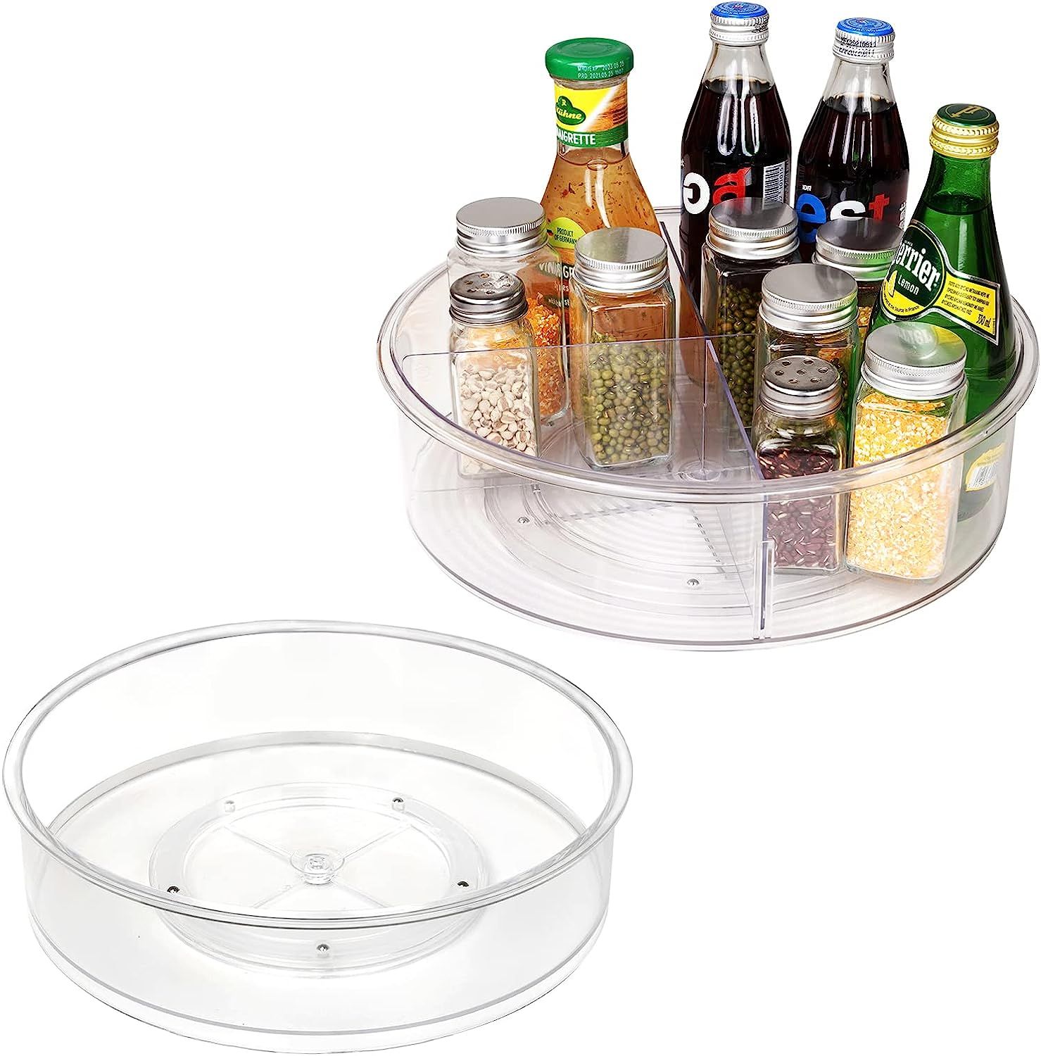 2 Pack Puricon Clear Lazy Susan Turntable Organizer (12 Inch & 10"), Plastic Rotating Tray Home E... | Amazon (US)
