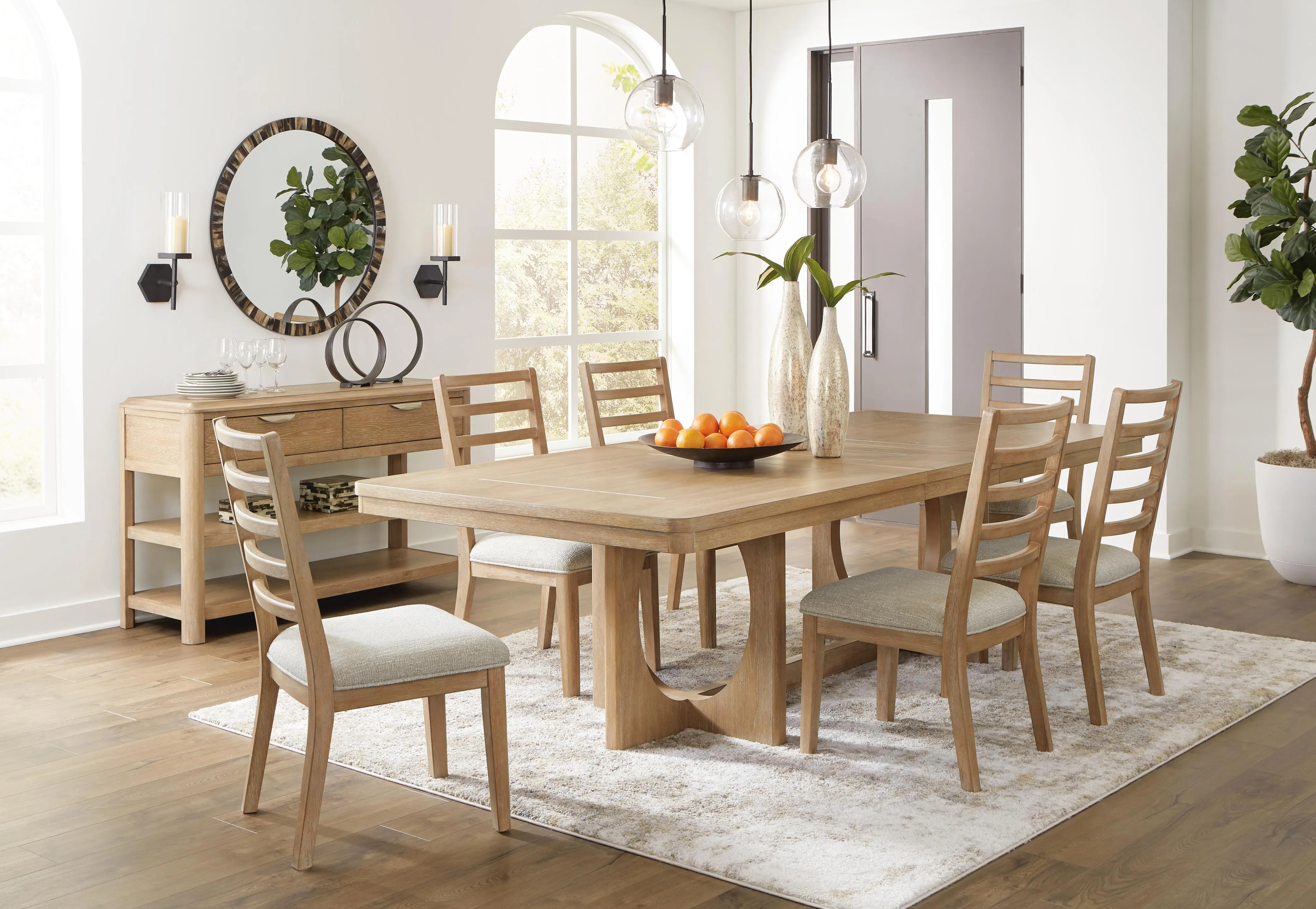 Rencott Dining Table and 6 Chairs, Light Brown | Ashley