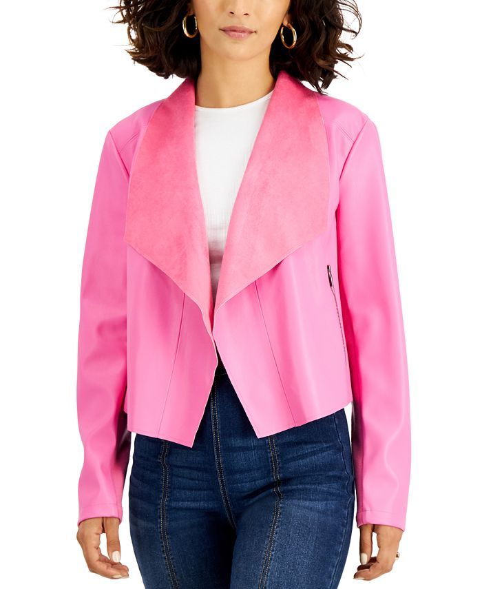 Bar III Faux-Leather Flyaway Jacket, Created for Macy's  & Reviews - Jackets & Blazers - Women - ... | Macys (US)