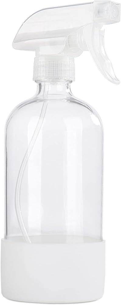 HOMBYS 16 Oz Clear Glass Spray Bottles with Silicone Sleeve,Empty Boston Bottle Spray Bottle with... | Amazon (US)