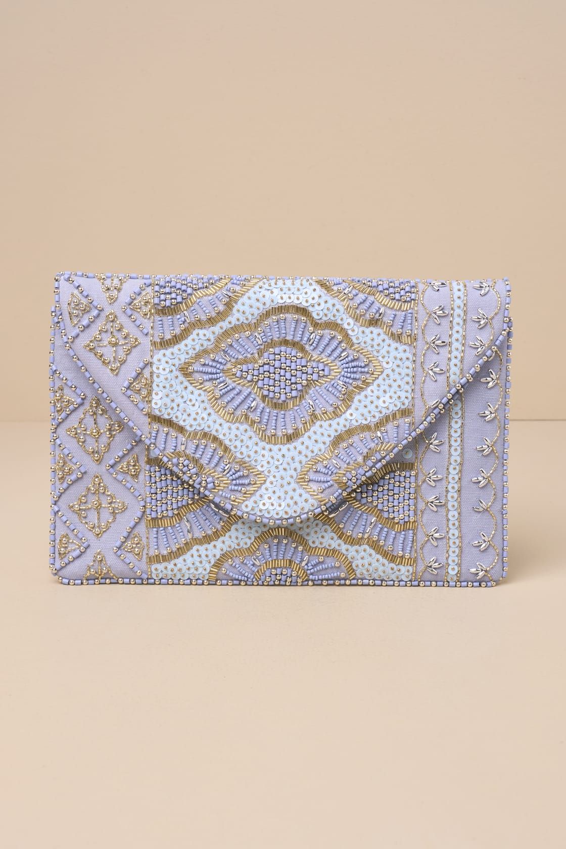 Etched in Stone Light Blue Beaded Clutch | Lulus