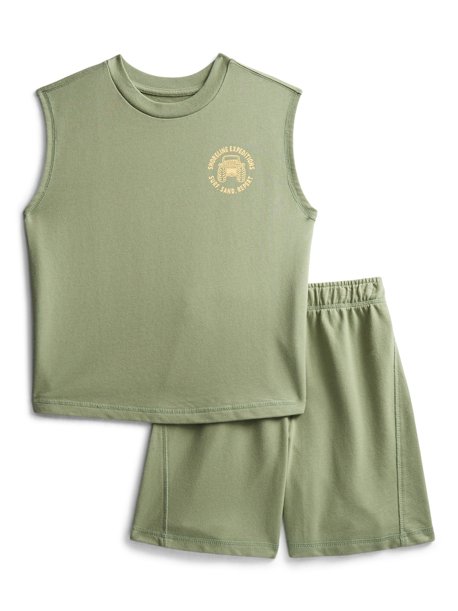 Wonder Nation Little Boys Graphic Tank Top and Shorts Set, 2-Piece, Sizes 4-10 | Walmart (US)