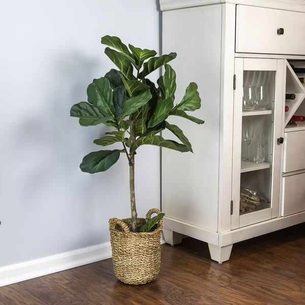 30" Artificial Fiddle Leaf Fig Tree in Basket | Wayfair North America