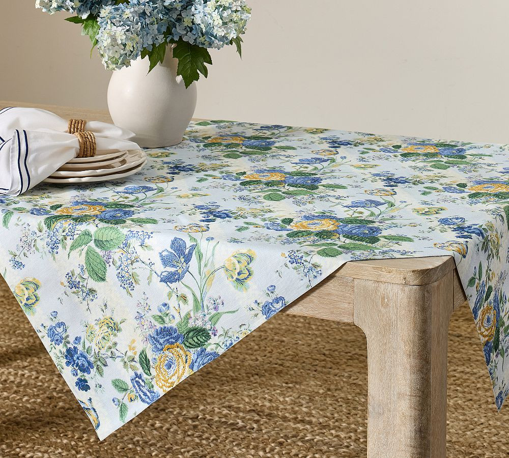 Calla Bloom Embroidered Cotton Table Throw | Pottery Barn (US)