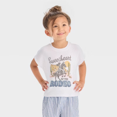 Grayson Mini Toddler Girls' Sweet Heart Rodeo Top - White 18M | Target