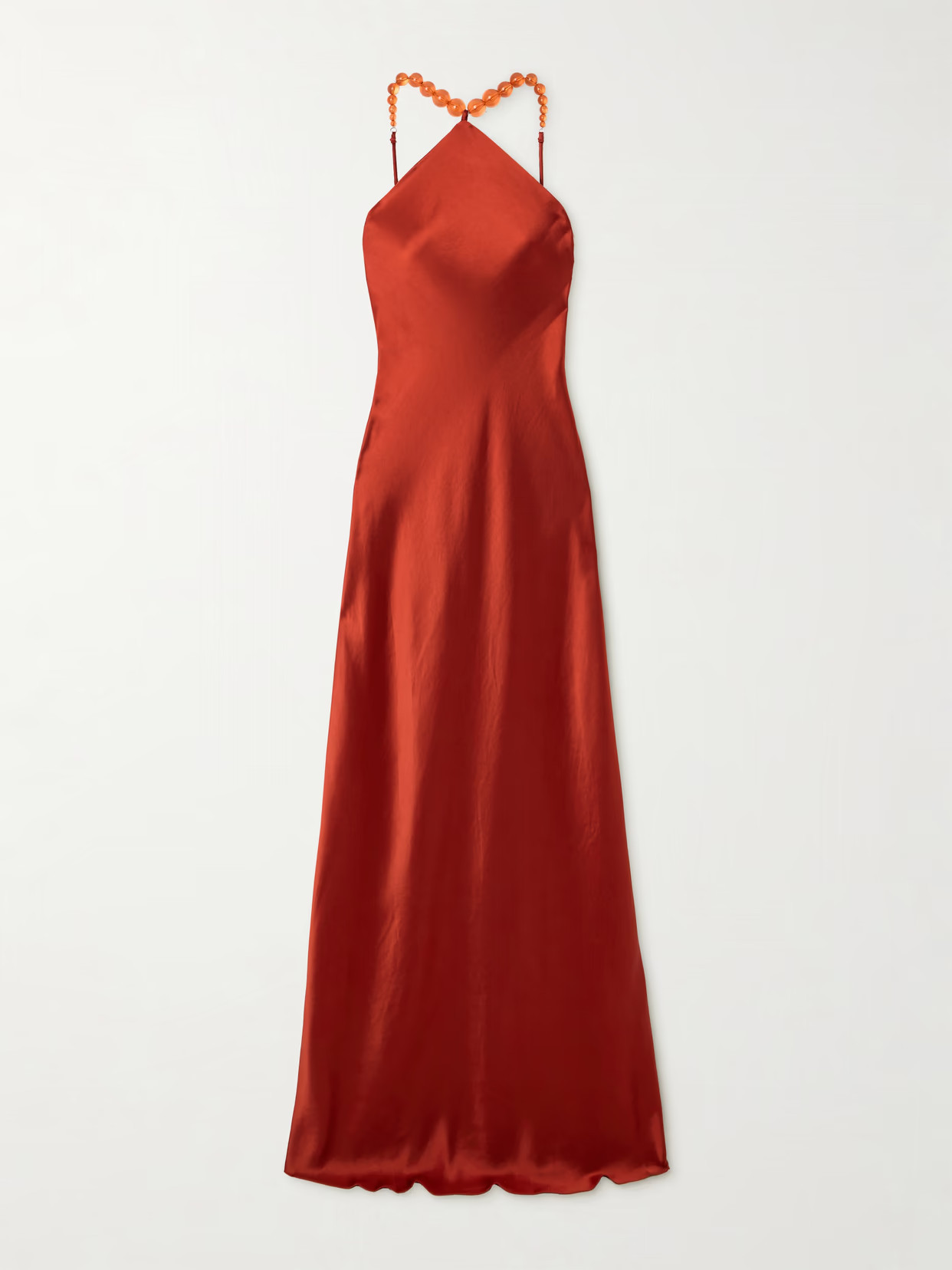 STAUD - Cadence Embellished Satin Maxi Dress - Red | NET-A-PORTER (US)