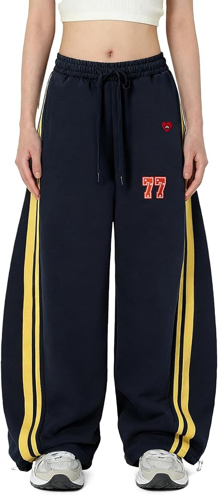 Aelfric Eden Barrel Sweatpants for Mens Side Striped Drawstring Elastic Waisted Wide Leg Lounge P... | Amazon (US)