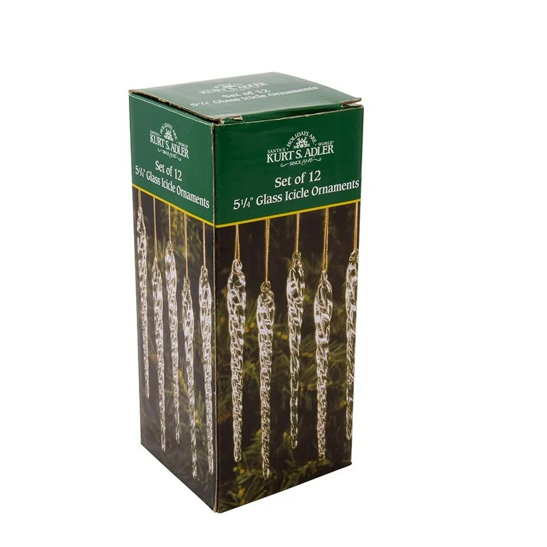 Kurt Adler 5-1/4-Inch Glass Icicle Ornament 12-Piece Box Set (Set of 12) | Walmart (US)