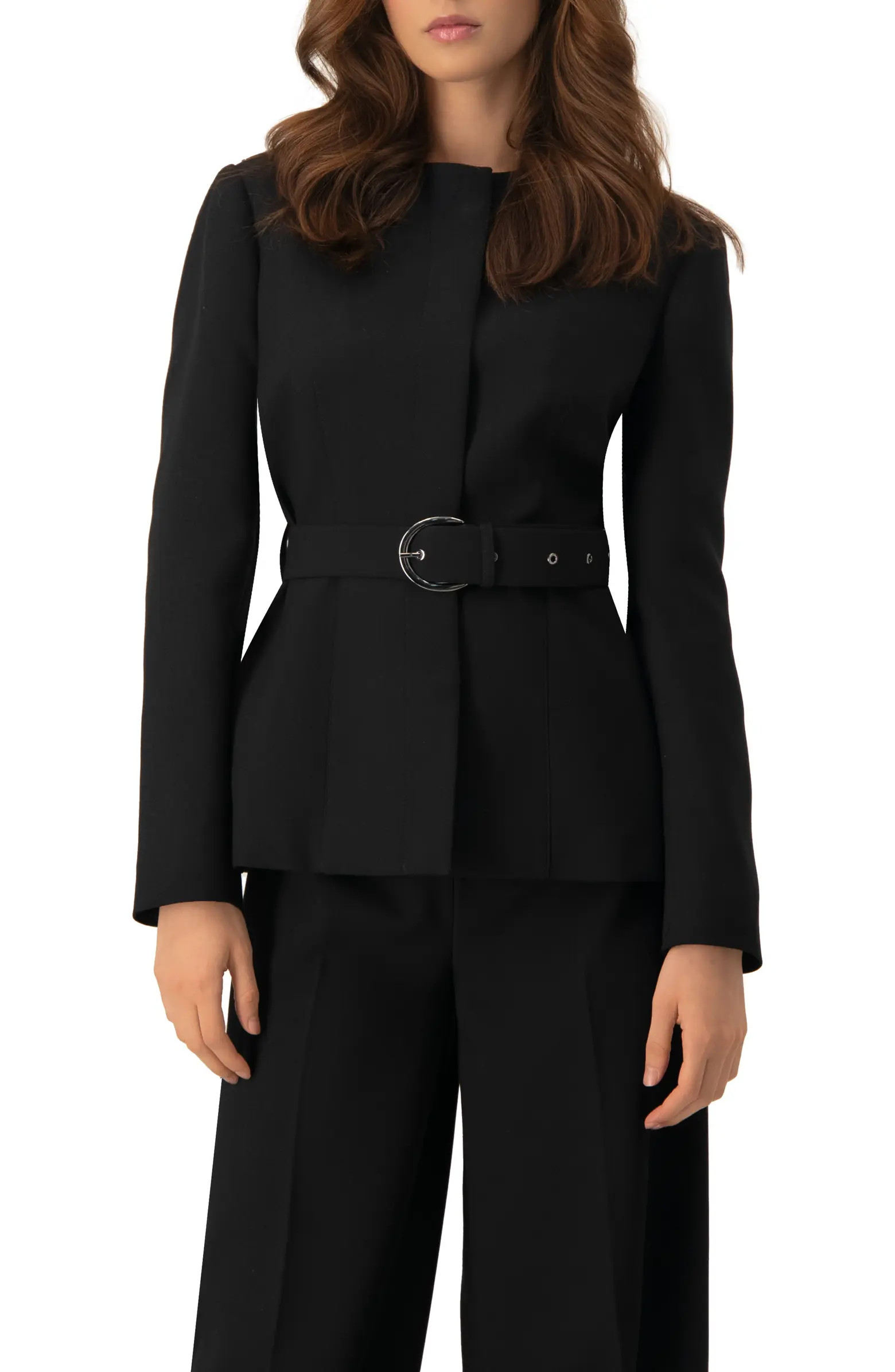 Structured Belted Jacket in Black | Nordstrom