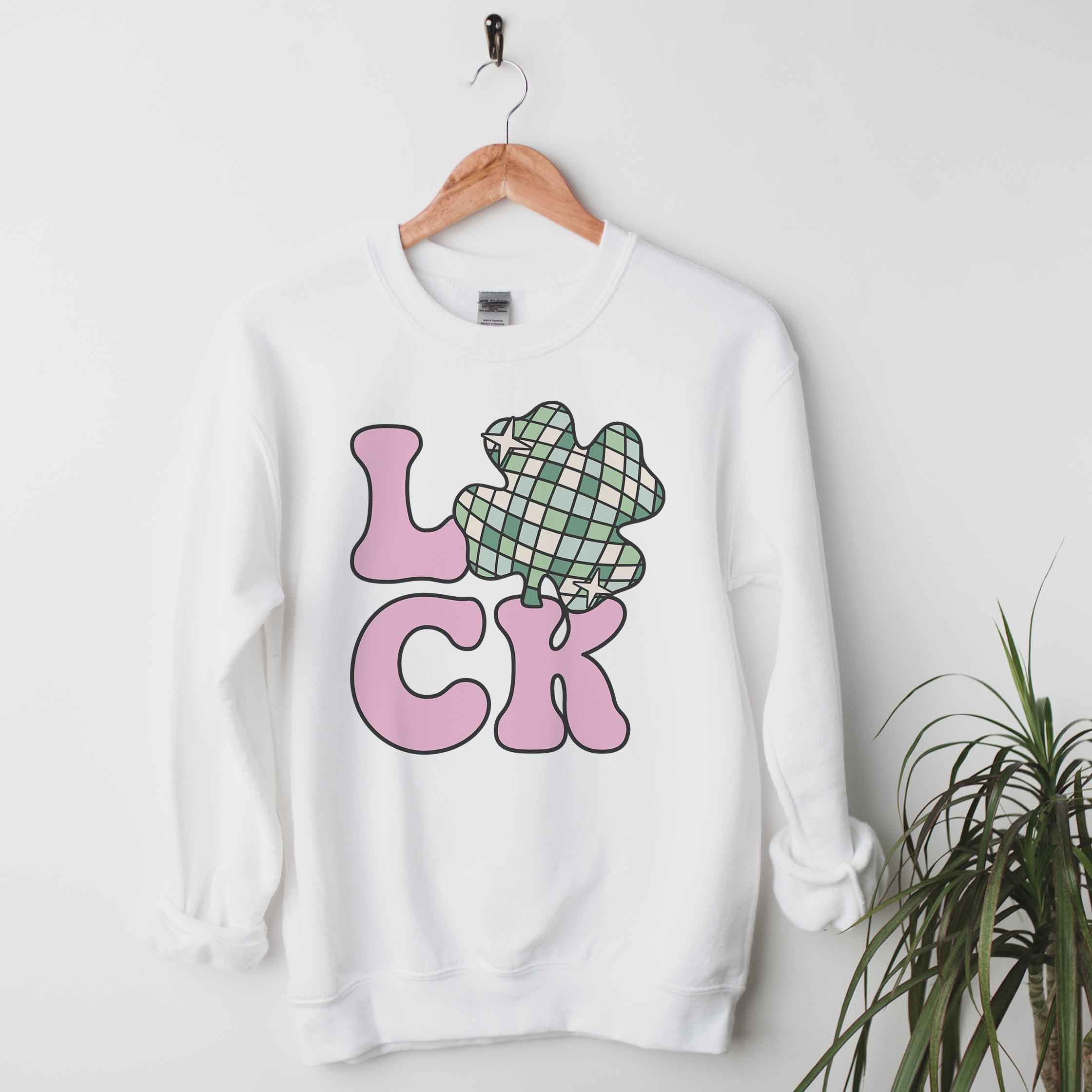 Good Luck Clover Graphic Sweatshirt | White | Caden Lane