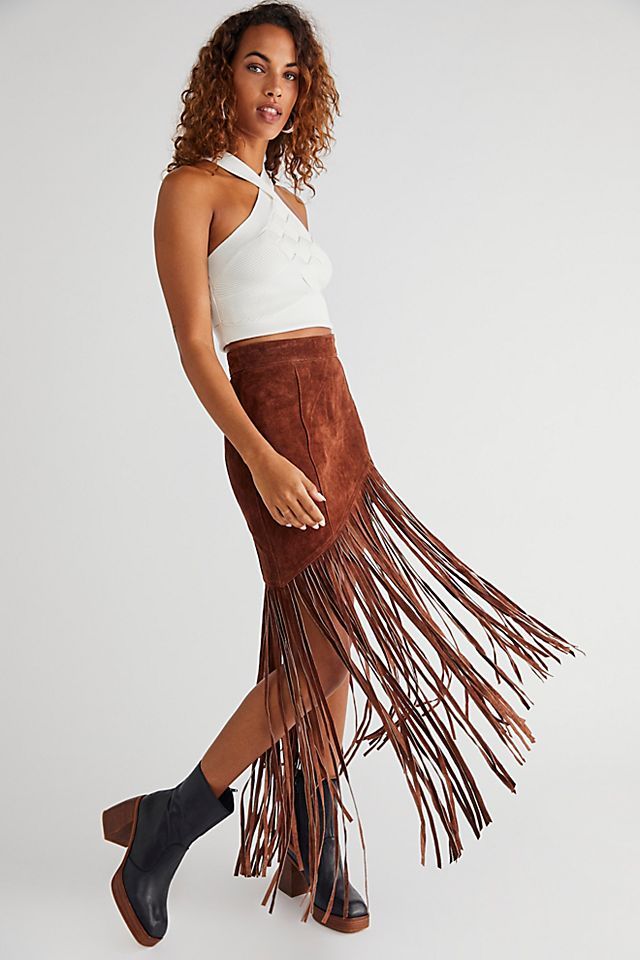 Understated Leather Western Fringe Skirt | Free People (Global - UK&FR Excluded)