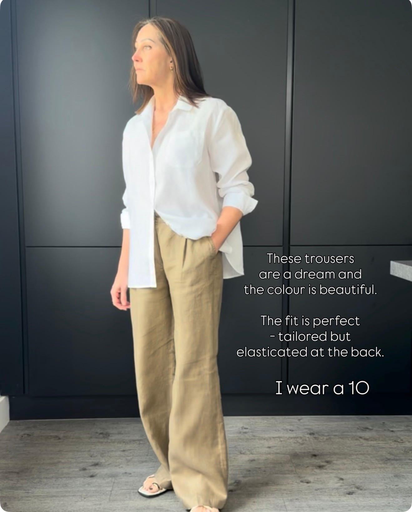 I adore these trousers. The colour is just gorgeous and they’re the perfect relaxed fit. Tailored but with elasticated panel at the back. Other gorgeous neutrals also available. I wear a 10

#LTKspring #LTKstyletip #LTKsummer