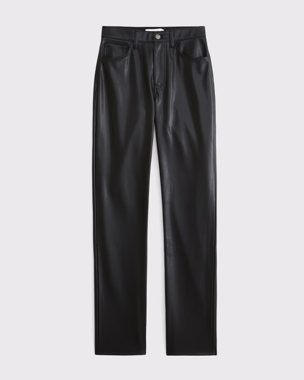 Curve Love High Rise 90s Straight Vegan Leather Pant | Abercrombie & Fitch (US)