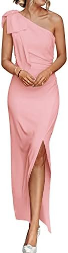 PRETTYGARDEN Women's Summer One Shoulder Long Formal Dresses Sleeveless Ruched Bodycon Wedding Gu... | Amazon (US)