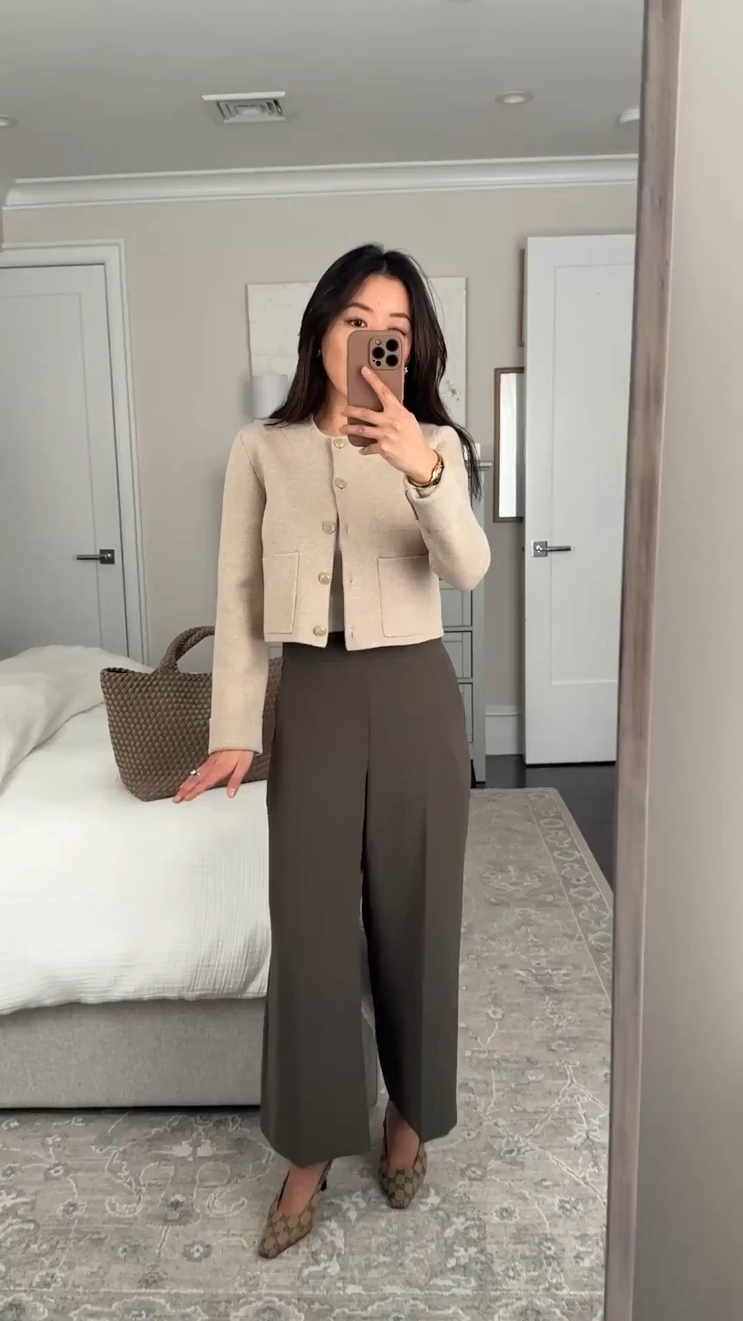 These fab no wrinkle pants are on final sale (due to steep discount)!
• Podium crepette pants size 0. I’m usually between 00 and 0 for Aritzia effortless pants and take the bigger size for a little room, since the waist runs a bit small. 

0 measures: 12.5” across waist, 10.5” rise, 23.5” inseam

• Notable cardigan sweater jacket 2XS, runs slim, structured material very petite friendly cropped fit. Sleeves are long so folded up here.

• Homestretch ribbed tee XS, fitted so I size up.

Petite friendly, corporate style, wide leg pants, business casual office outfit idea, workwear fashion

#LTKPetite #LTKWorkwear #LTKootd