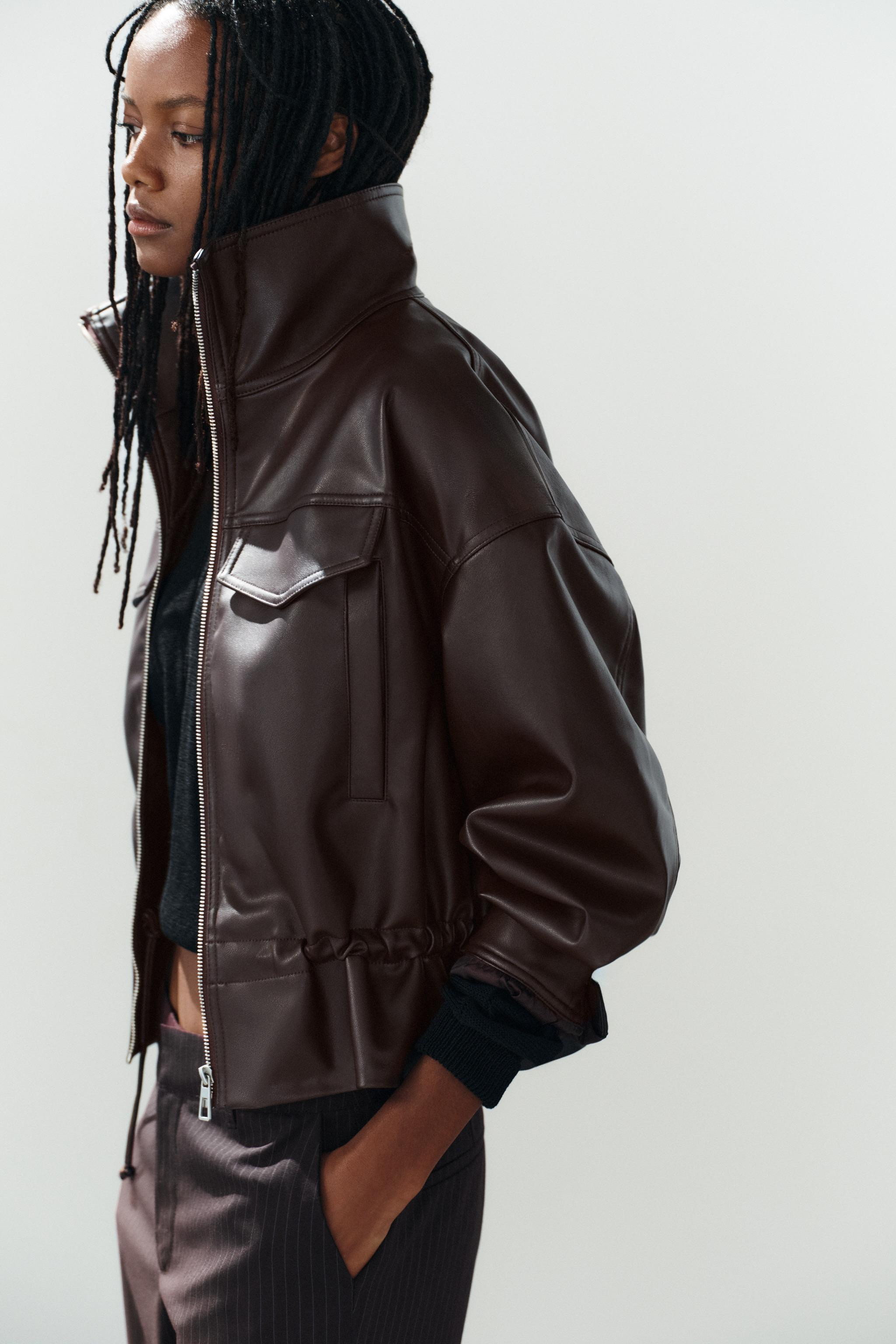LEATHER EFFECT JACKET WITH ADJUSTABLE WAIST | Zara UK