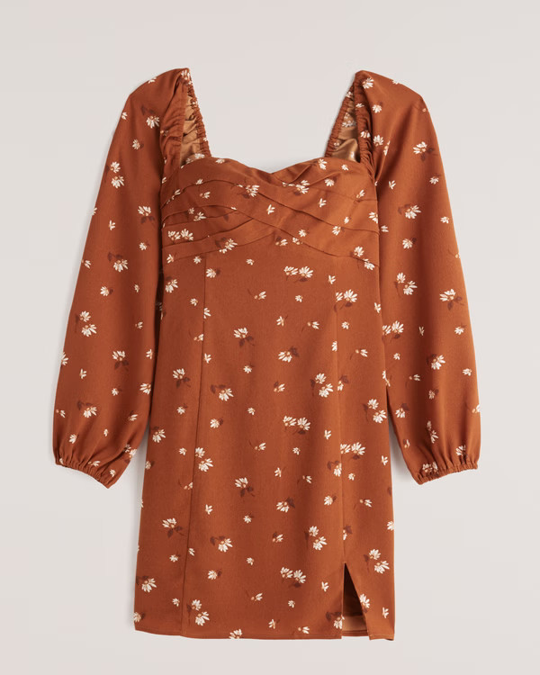 Women's Long-Sleeve Draped Bodice Mini Dress | Women's Dresses & Jumpsuits | Abercrombie.com | Abercrombie & Fitch (US)