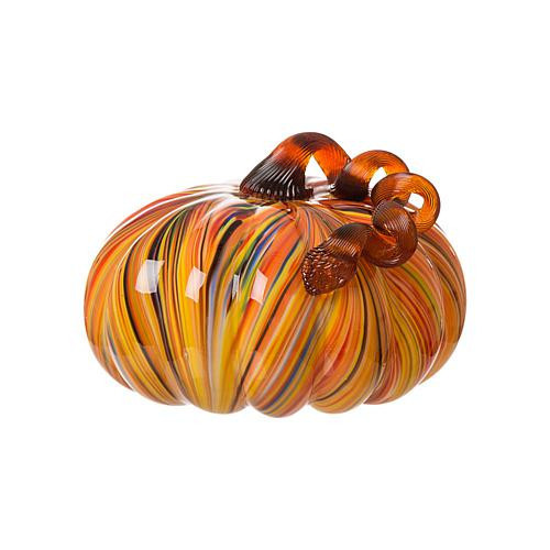 Glitzhome Multi Striped Glass Large Pumpkin | HSN