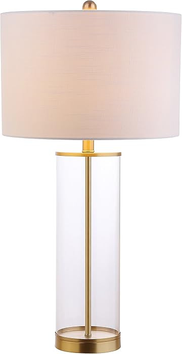 JONATHAN Y 29.25" Clear/Brass Gold Modern Glass Table Lamp for Living Room Bedroom, Minimalist Ni... | Amazon (US)