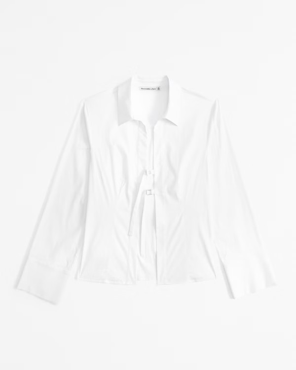 Women's Long-Sleeve Open-Front Shirt | Women's Tops | Abercrombie.com | Abercrombie & Fitch (US)