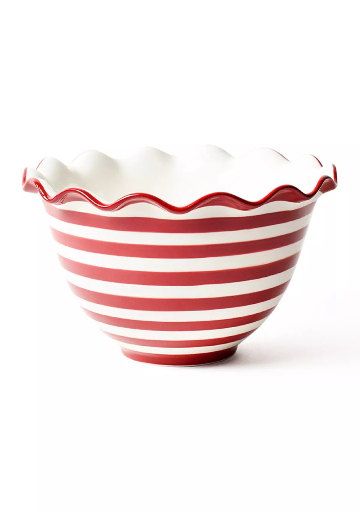 Red Stripe Ruffle Small Bowl | Belk