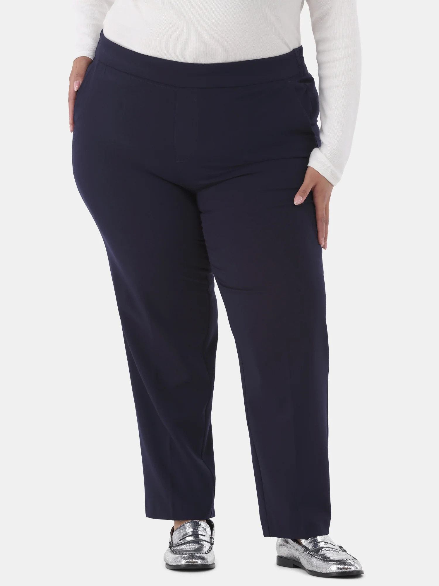 JMS Just My Size by Hanes Women's Plus Tummy Control Dress Pants, Sizes 0X-4X, Regular & Petite -... | Walmart (US)