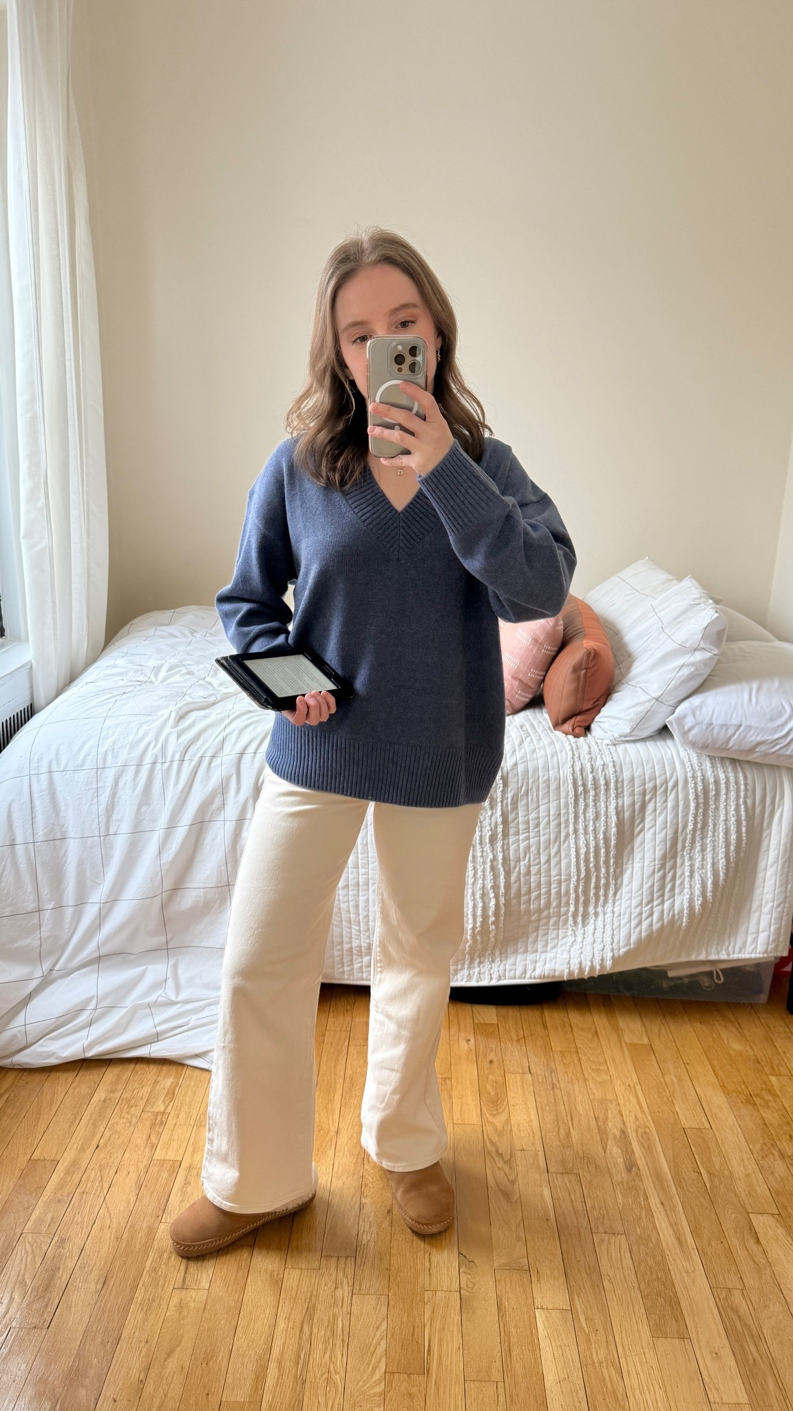 Xs cashmere sweater + free shipping 
25 short jeans + free shipping 
Sized up 1/2 slippers 

#LTKPetite #LTKSaleAlert