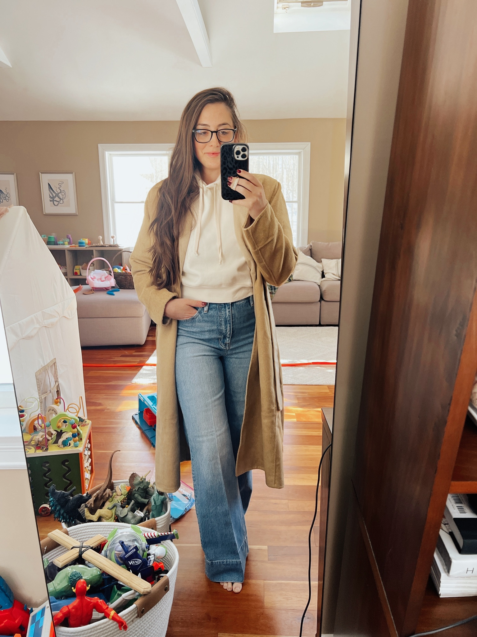 J Crew sweatshirt, trench and pants! True to size in all and ALL on sale 💖 postpartum outfit, would wear my Vejas with this!

#LTKMostLoved #LTKbump #LTKsalealert