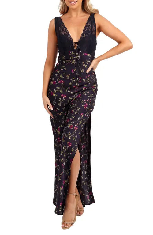 Petal & Pup Cammy Floral Print Maxi Slipdress in Midnight Floral at Nordstrom, Size X-Large | Nordstrom