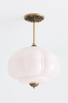 Eloise Milk Glass Scalloped Semi-Flush Mount Light | Anthropologie (US)