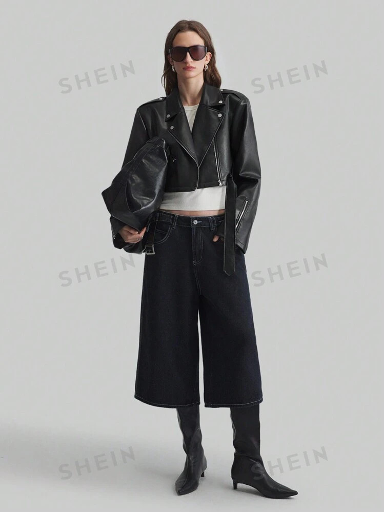 Ontre Chaqueta corta de mujer de unicolor y de moda para otoño | SHEIN USA | SHEIN