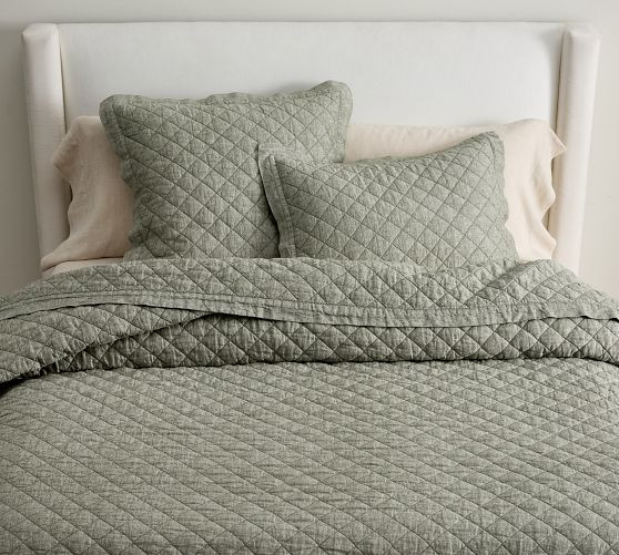 Belgian Flax Linen Diamond Quilt | Pottery Barn (US)